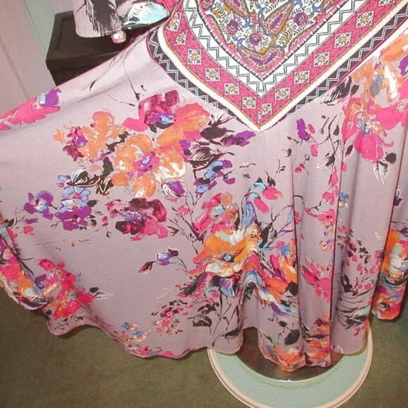 Umgee Hippie Boho Longline Kimono Duster Size M Pleated Bell Sleeves Artsy Layer - Picture 6 of 7